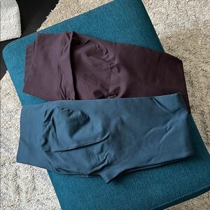 Set of Two Seamless Leggings - Blue and Brown